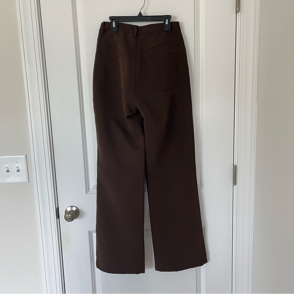 Kittenish Small Chocolate Brown High Waisted Trouser Pants - Picture 5 of 8